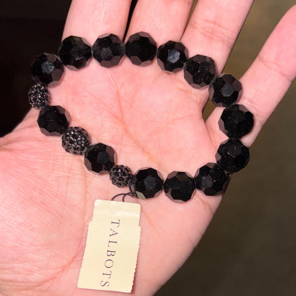 Talbots Black Faceted Bead Bracelet